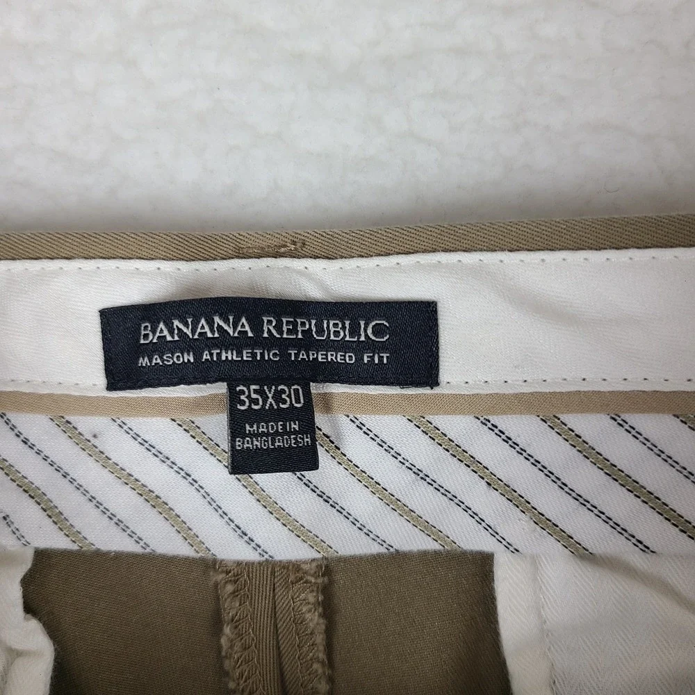Banana Republic Pants Mens 35x30 Beige Mason Athletic‎ Tapered Fit Performance